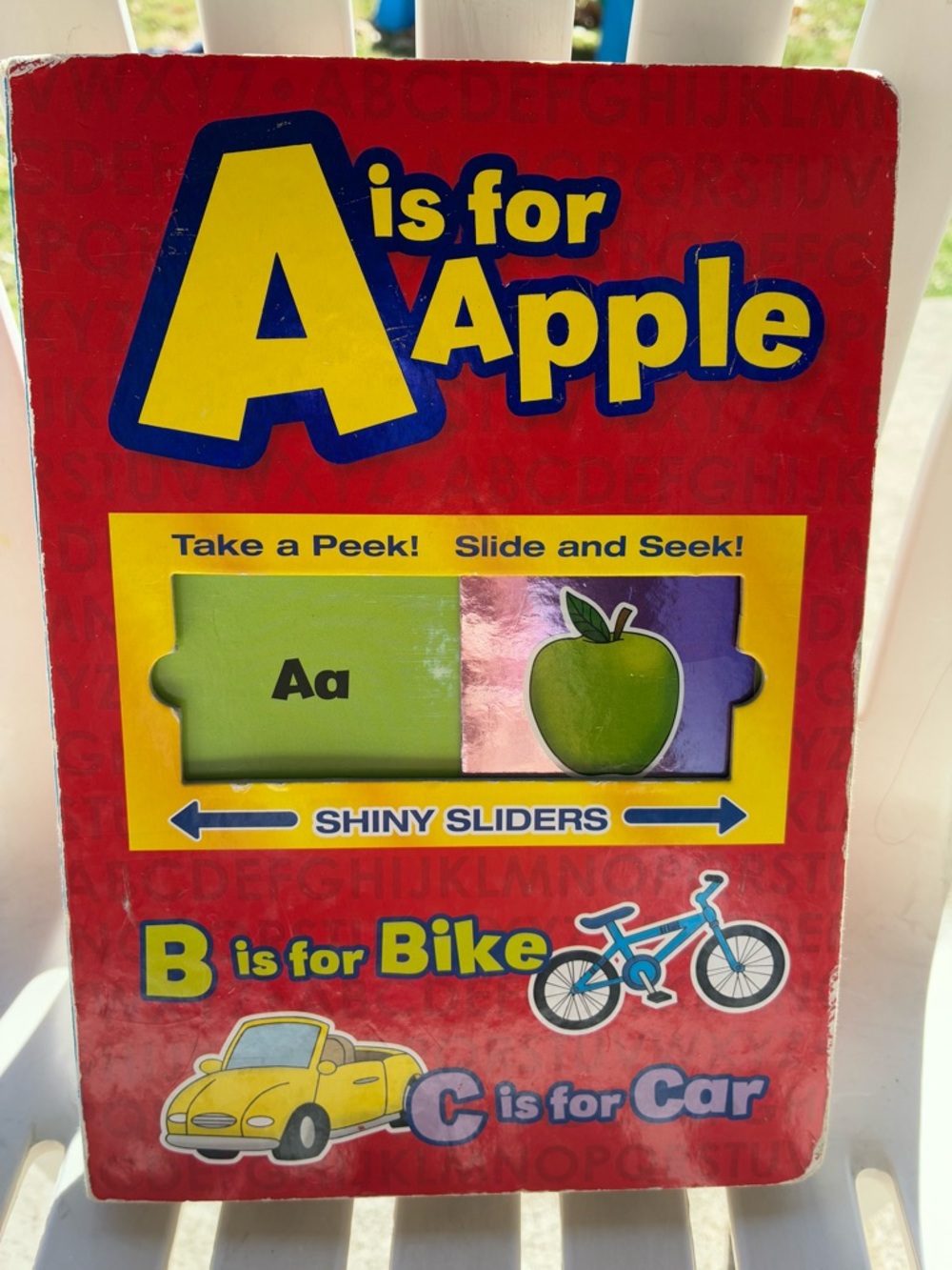 A is for Apple Shiny Sliders Alphabet Board Book - Red & Yellow